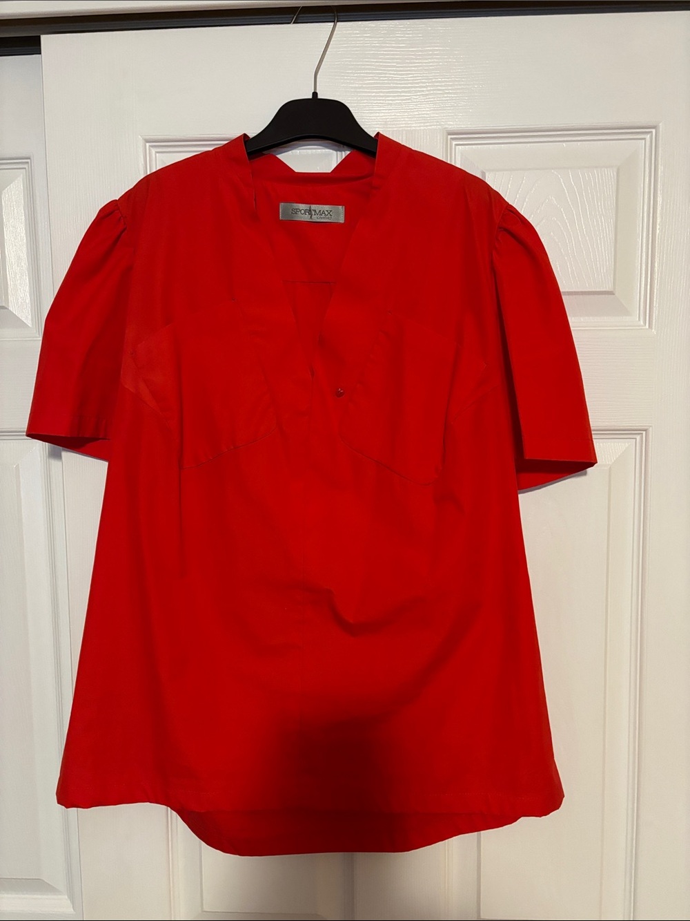 Sportmax Red Short Sleeve V-Neck Shirt